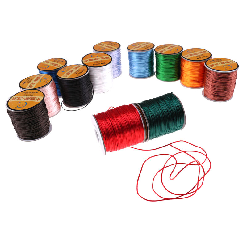 Cuerda de nailon satinado suave para la fabricación de joyas, cuerda sólida de 75 metros y 1mm, no tóxica e insípida, MultiColor, accesorios de bricolaje