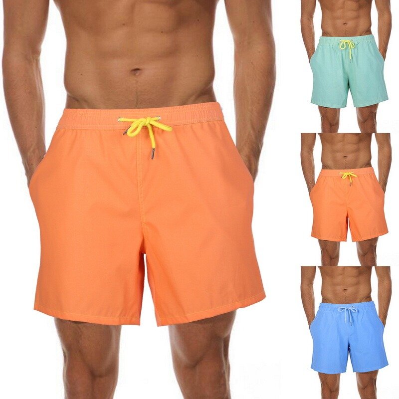 Calções masculinos magia mudança de cor natação troncos curtos verão maiô calções de banho secagem rápida praia calças