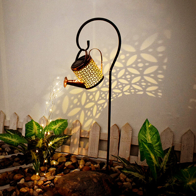 Lampe LED et Arrosoir Féerique à Énergie Solaire, Design Imperméable Idéal pour un Jardin Extérieur, Luminaire Décoratif pour la Pelouse de la Cour