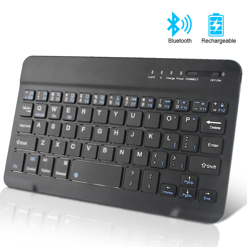 Miniteclado Bluetooth inalámbrico para tableta, teclado ruso, español, recargable, para tableta, ipad, teléfono móvil, portátil