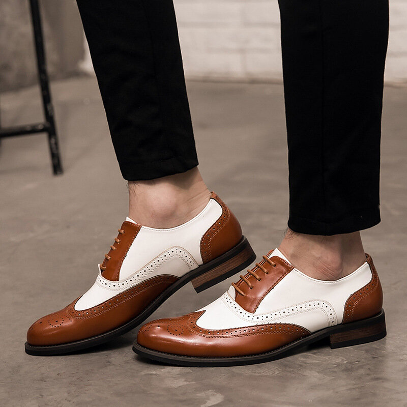Zapatos Oxford de piel sintética para hombre, Calzado cómodo con cordones, para hombre, ZZ556
