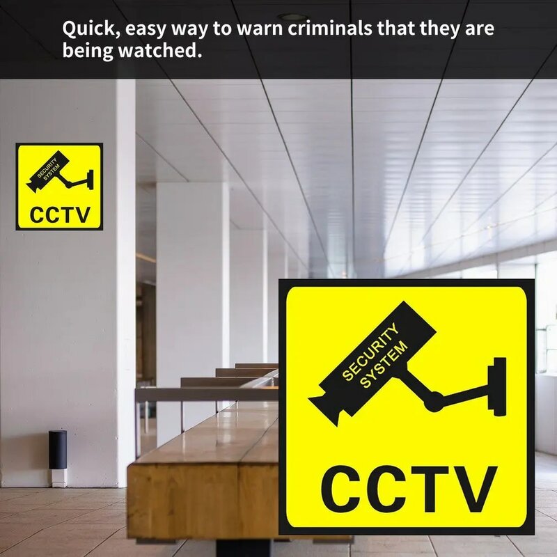 CCTV Surveillance Security 24 Hour Monitor Camera Warning Stickers Sign Alert Wall Sticker Waterproof Lables 110x110mm