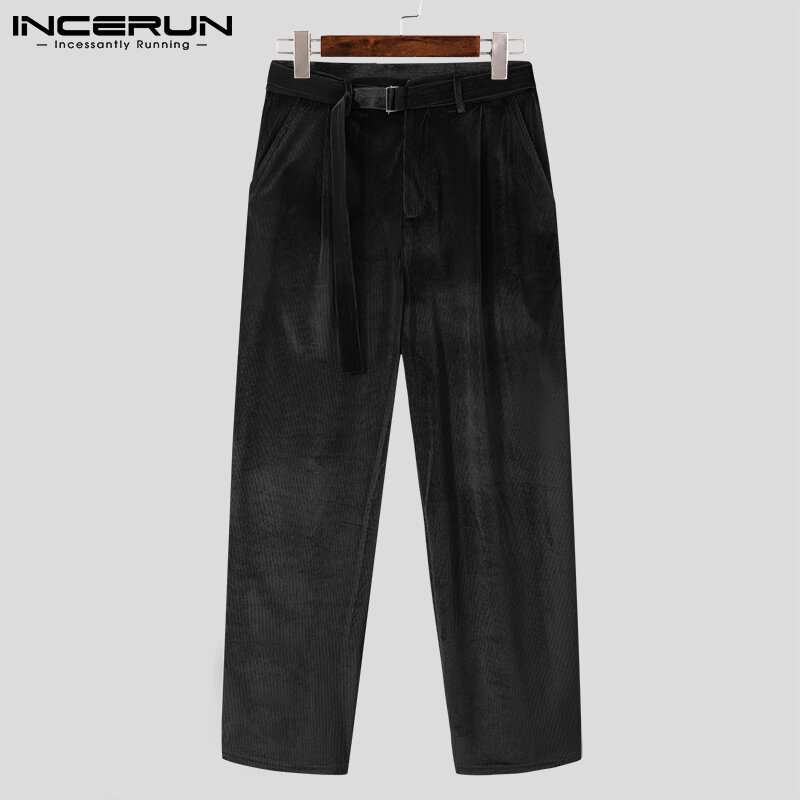 Incerun Mannen Mode Gestreepte Broek Corduroy Lange Broek Alle-Wedstrijd Losse Knoppen Streetwear Goed Passende Pantalons S-5XL 2021