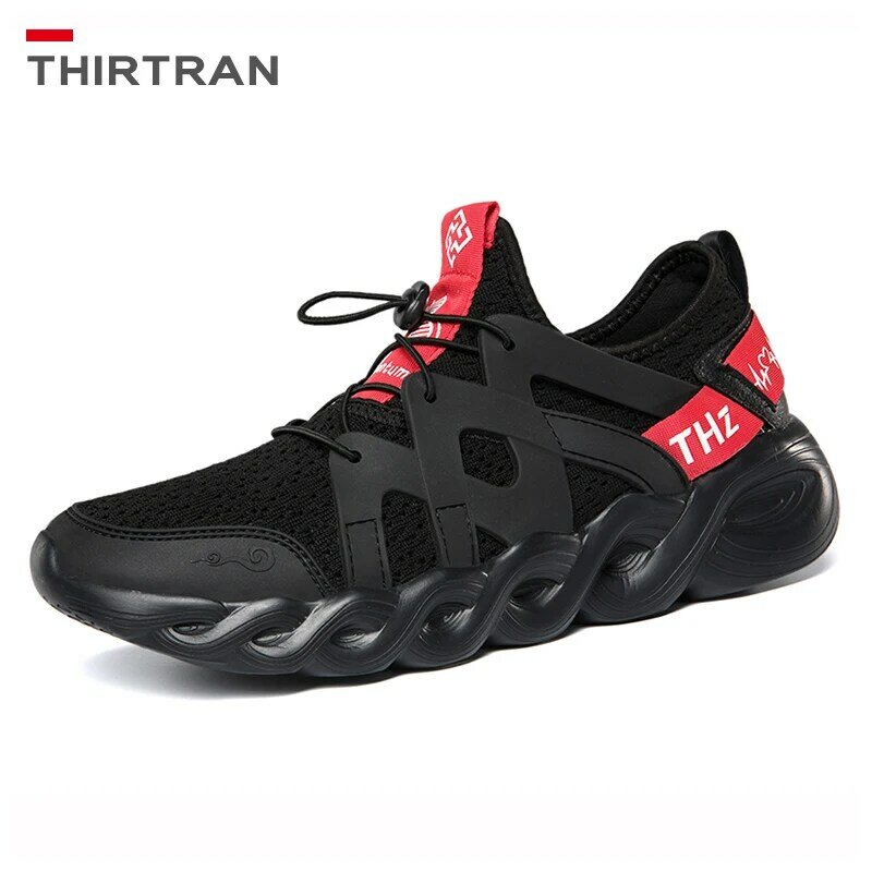 THIRTRAN Summer 2021 Men's Fashion Black Sneakers Lightweight Comfortable Jogging Casual Men Shoes Outdoor Sports Running Shoes