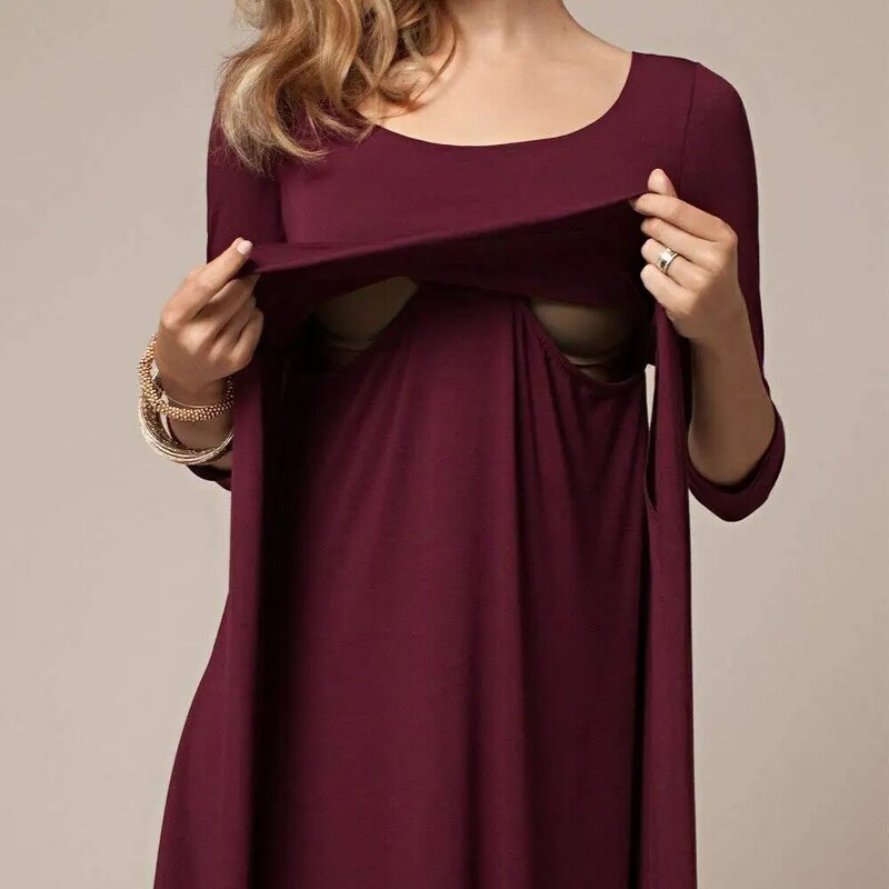 2020 nowa damska sukienka ciążowa moda kobiety w ciąży karmienie piersią jednokolorowa sukienka ciążowa pas komfort seksowne ubrania