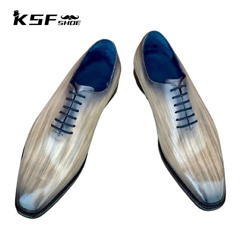 Sepatu KSF Sepatu Pria Fashion Oxford Gaun Pesta Pernikahan Buatan Tangan Kulit Asli Desainer Mewah Sepatu Pria Terbaik untuk Pria