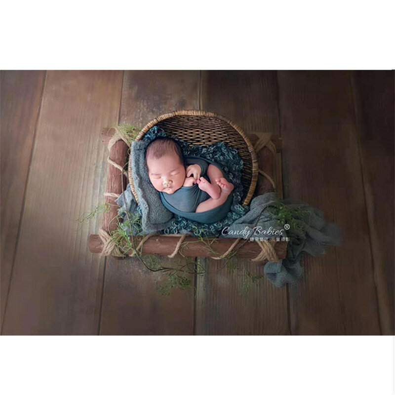 Newborn Baby Photography Props Handmade Rattan Basket Vintage Newborn Prop for Photo Shoot Boy Fotografia Accessories Background