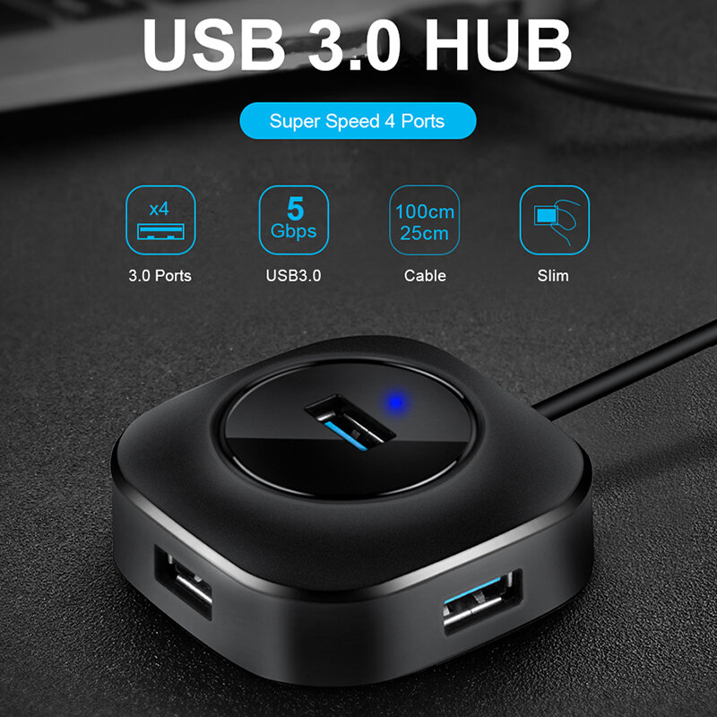 Usb hub usb 3.0 hub 2.0 multi usb divisor adaptador 4 portas velocidade mini múltiplo 3 hab usb3.0 hub porto usb-hub expansor para pc