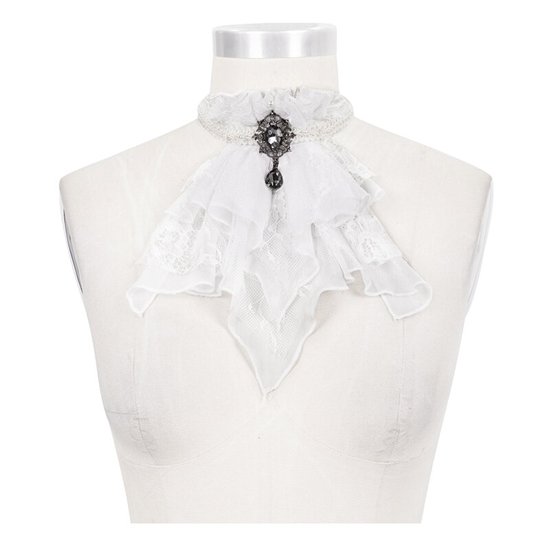 Malla gótica con patrón de encaje, lazo de arco de diamante, babero, botón a presión, accesorios de ropa para Banquete de Graduación