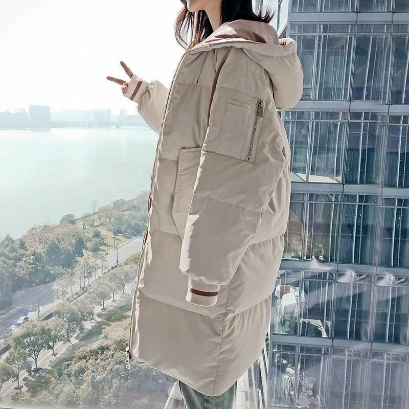 Dół bawełniany płaszcz z podszewką damski zimowy bawełniany płaszcz z podszewką 2021 nowy koreański styl mody średniej długości zagęszczony Hong Kong luźny