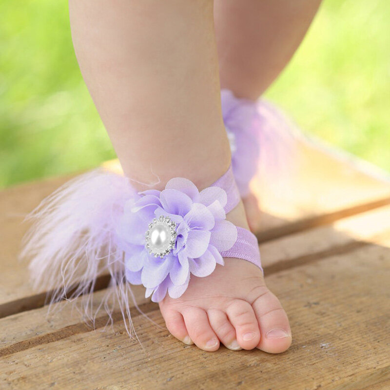 Novo bebê meninas flor sandália bandana elástico hairband + criança descalço sandálias infantil foto prop conjunto