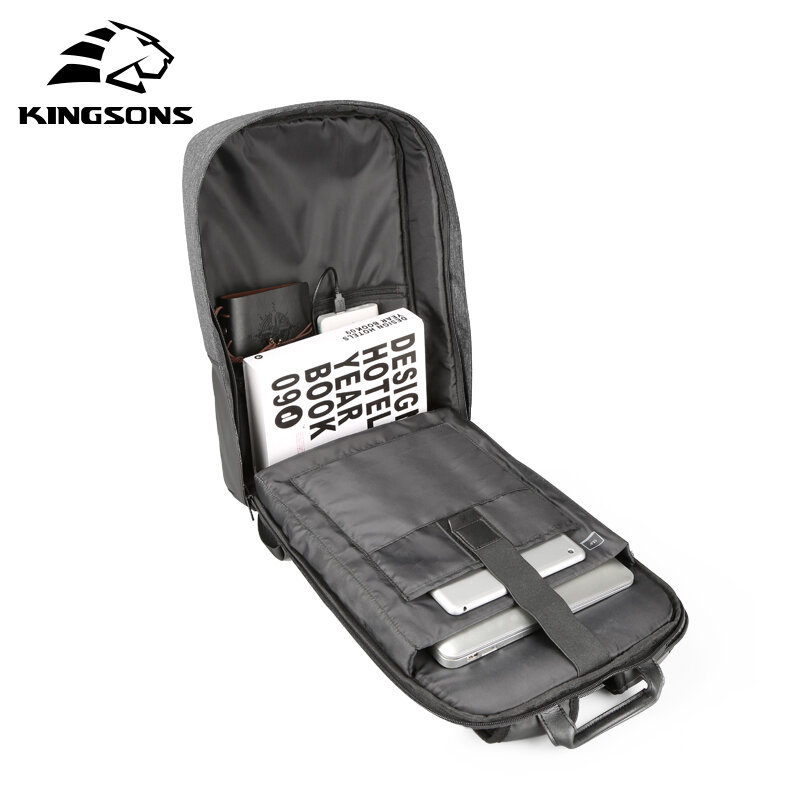 Kingsons-حقيبة ظهر للكمبيوتر المحمول مقاس 15 بوصة مع شاحن USB ، حقيبة ظهر للرجال مضادة للسرقة ، حقيبة سفر مقاومة للماء ، حقيبة مدرسية