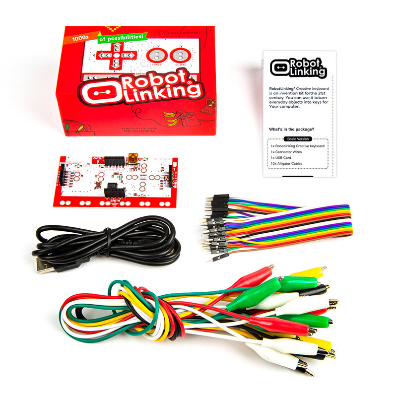 Kit de teclado creativo, placa controladora estándar de cable de puente de pinza de cocodrilo, versión básica, Kit educativo de Steam Makey, bricolaje, caliente