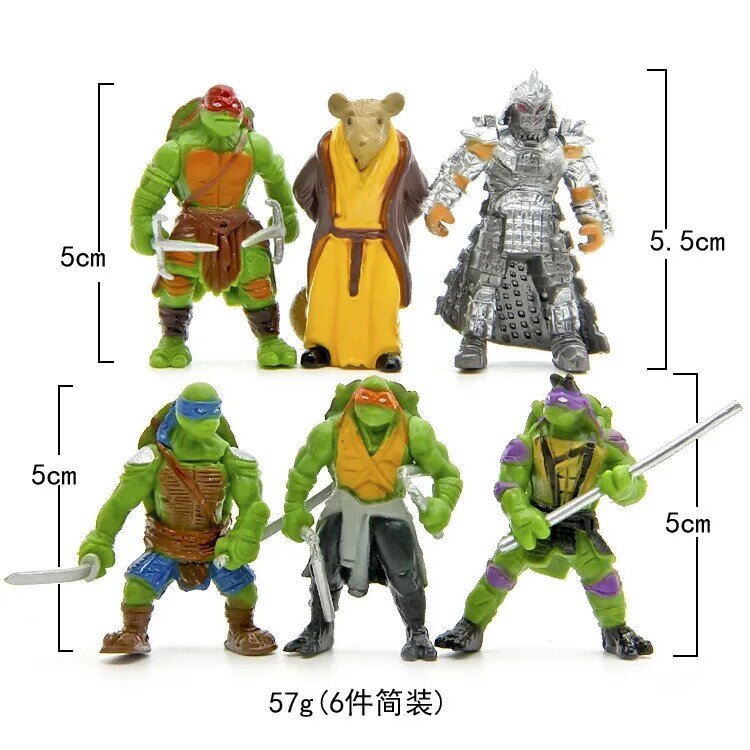 6 unids/bolsa encantador Mini tortugas acciones figura de dibujos animados juguetes para los niños muñeca de Anime figura juguetes para los niños