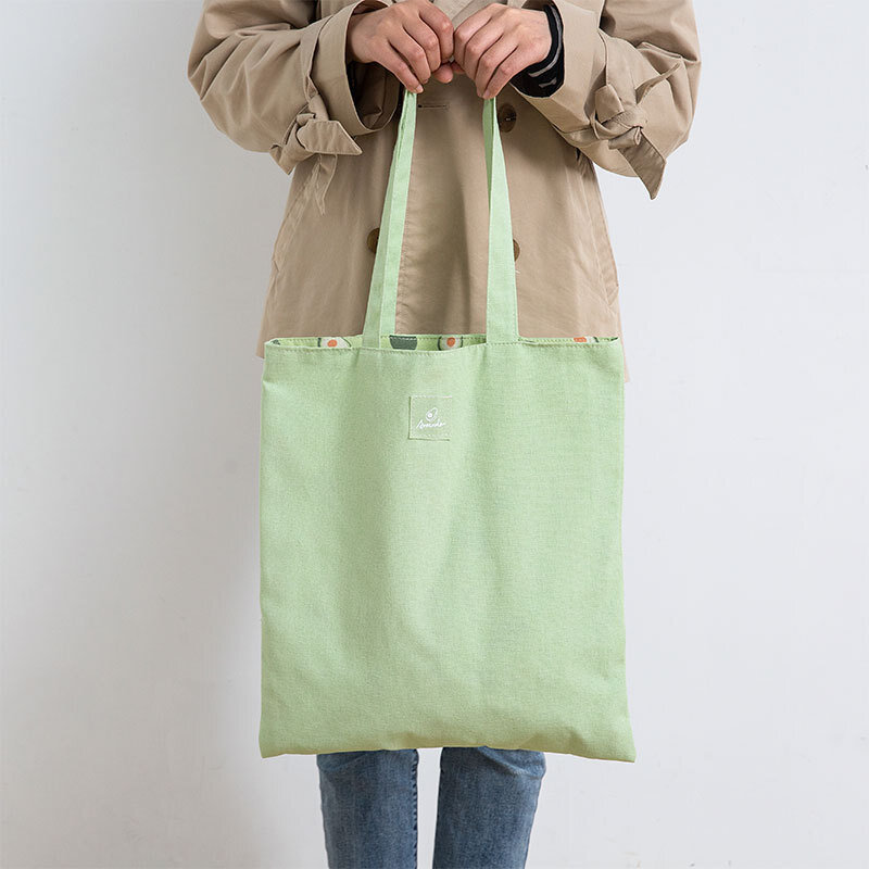 Fabric Double-sided Fruit Handbag Cotton and Linen Pocket Handbag Shopping Bag Storage Bag Sundries Bag Fashion Style