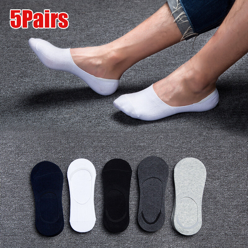 Calcetines de algodón transpirables para hombre, calcetín Invisible antideslizante, tobillero, deportivo
