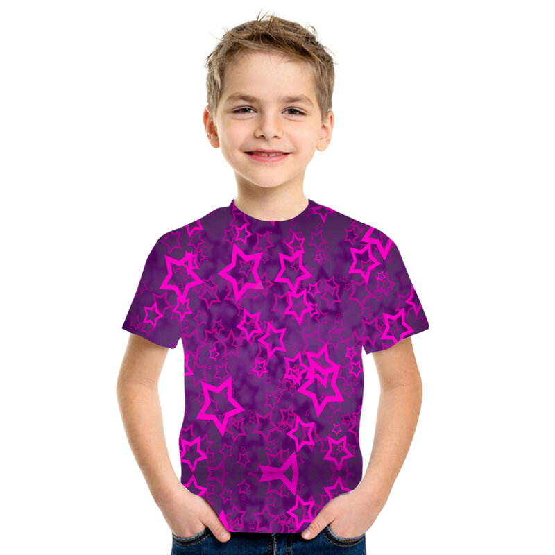 2021新夏速乾性の印刷tシャツ3D印刷少年少女服カジュアルルーズで快適なサイズ4t-16t。
