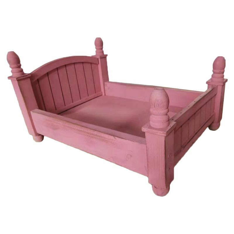Drewniane łóżko noworodka fotografia rekwizyty niemowlę biorąc zdjęcie tło akcesoria