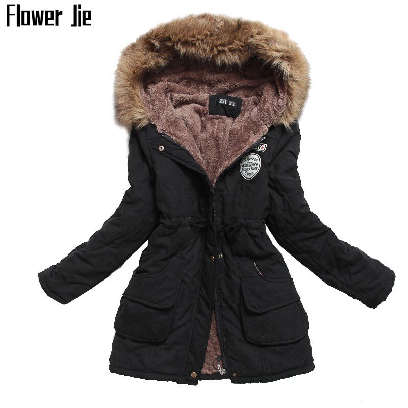 Chaqueta acolchada de algodón con capucha para Mujer, abrigo largo ajustado de talla grande 3XL, abrigo informal negro para invierno, novedad de 2020