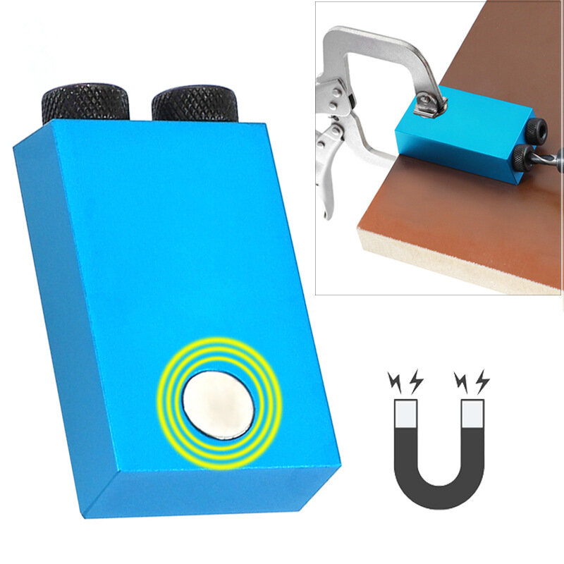 Verbesserte Magnetische Tasche Loch Jig Austauschbare 6 8 10mm Bohrer Guide Blau 15 Grad Dübel Jig Kit Holz Bohrer für Holz Verbindungs