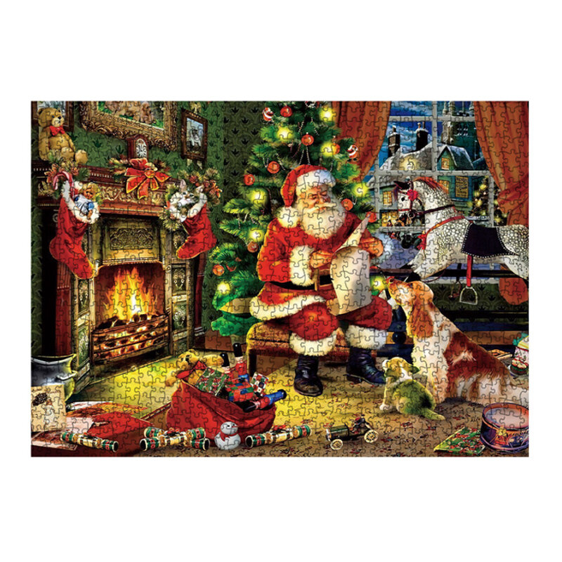 Ulica miasta widok świąteczny prezent 1000 sztuk Puzzle Jigsaw święty mikołaj drzewo montaż Puzzle dla dorosłych dzieci zabawki dziewczyna prezent