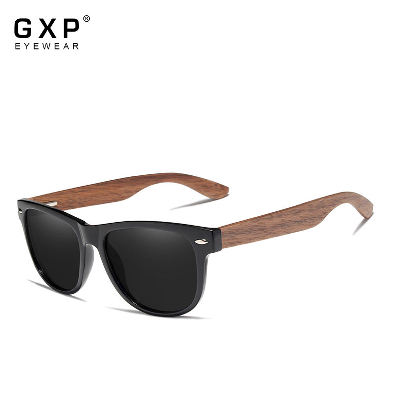 GXP Handmadeสีดำวอลนัทแว่นตากันแดดบุรุษแว่นตาผู้หญิงแว่นตากันแดดVintage Square Design Oculos De Sol