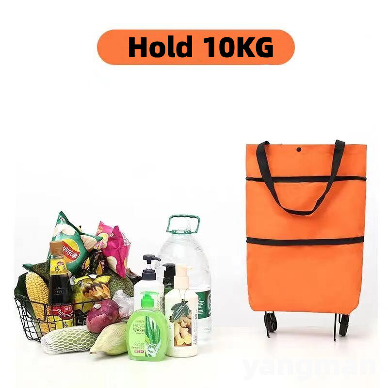 30L Foldable Shopping Bag Shopping Trolley Cart On Wheels Reusable Eco Waterproof Shopping Organizer Made Of Oxford Cloth