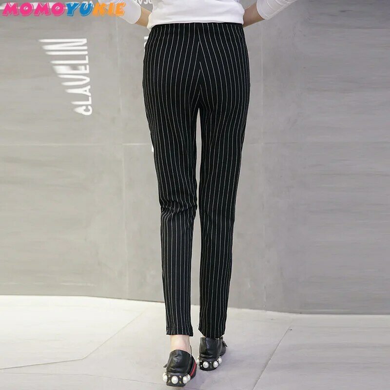 2020 Pregnant women belly pants winter striped elegant maternity formal trousers ankle-length pregnancy work clothes  pockets