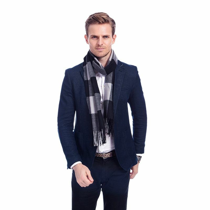 Клетчатый легкий длинный шарф, новый зимний мягкий кашемировый мужской акриловый шарф, шаль, стильный шарф