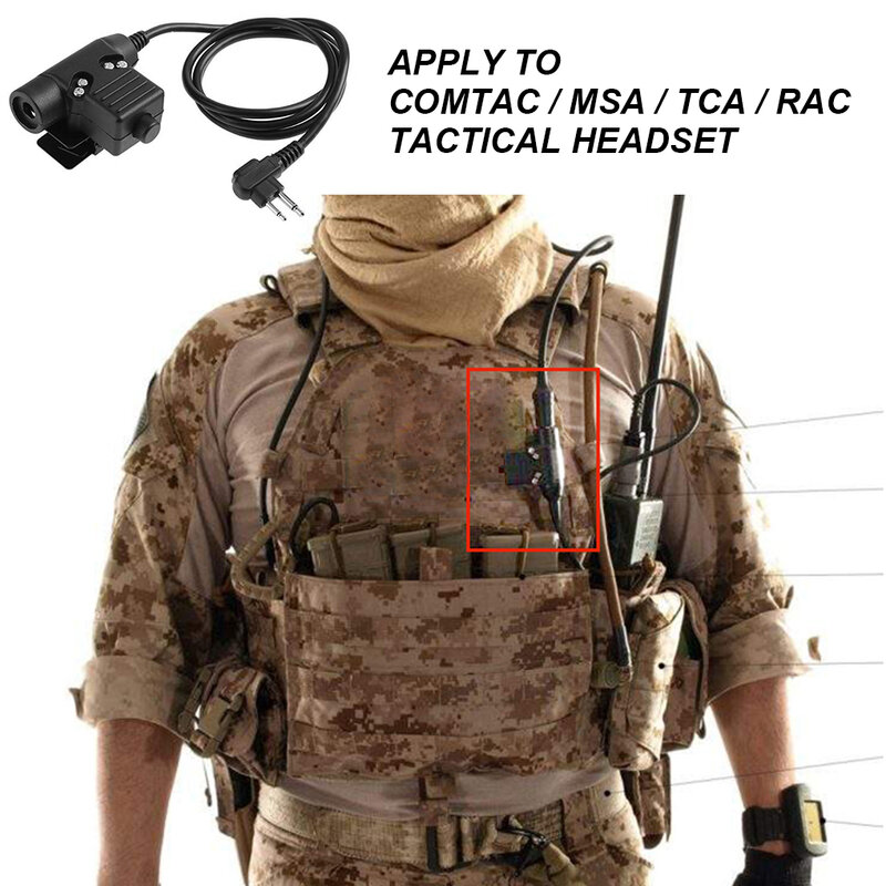 Adaptateur avec prise de câble PTT pour casque militaire, casque de téléphone portable pour Icom / Kenwood / Midland/Motorola/Talkabout, U94