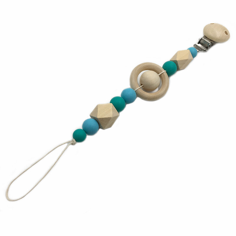 Porte-sucette en bois et silicone | clip de sucette, support de perle, accessoires pour bébé, pendentif