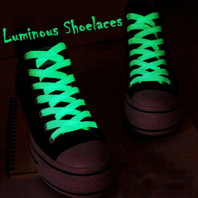 Cordones luminosos para calzado deportivo, cordones planos de lona que brillan en la oscuridad, fluorescente, Color nocturno