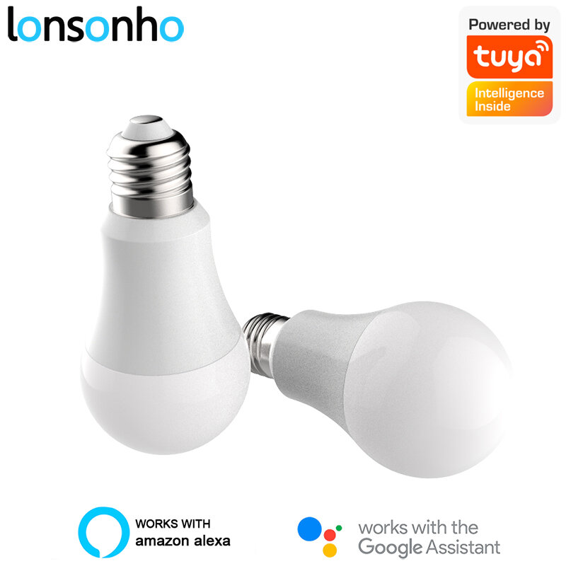 Lonsonho 2 pièces Wifi ampoule Led intelligente 9W E27 lampe Tuya vie intelligente App télécommande Compatible avec Alexa Google Home