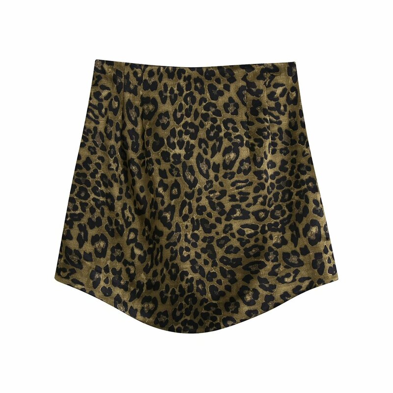 Minifalda con estampado de leopardo para mujer, falda Sexy, suave e informal, elegante, con cremallera lateral, 2021