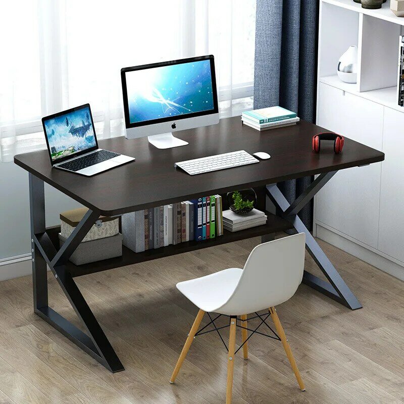 Escritorio para ordenador portátil de 39 pulgadas, mesa de ordenador con estantería de estilo moderno, escritorio de escritura de pie de madera para el hogar, oficina y sala de estar