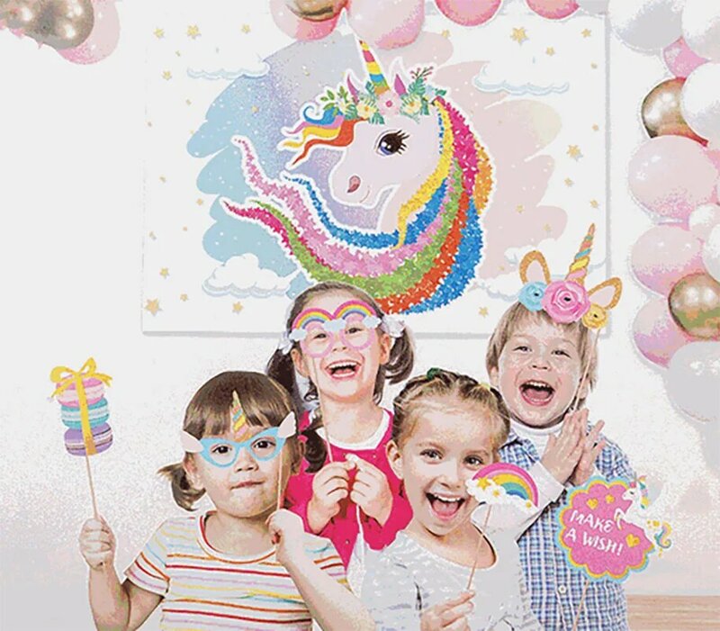 Eenhoorn Birthday Cake Decorating Gereedschap Party Wegwerp Servies Photo Prop Achtergrond Eenhoorn Verjaardag Ballonnen Feestartikelen