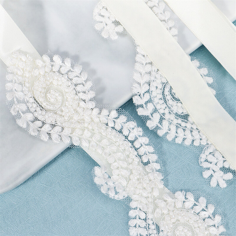 Efily-Cinta de encaje blanca hecha a mano para mujer, cinturón de tela con bordado de flores, accesorios para vestido de fiesta de boda, regalo de dama de honor
