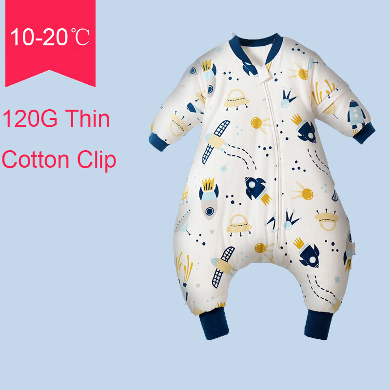 Pyjama chaud imprimé dessin animé pour enfant, sac de couchage d'hiver en coton avec Clip de jambe fendue pour bébé de 1 à 3 ans