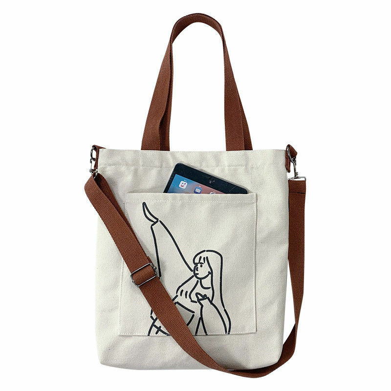 Borsa di tela borsa a tracolla da donna borsa per la spesa di grande capacità borsa di tela Versatile borsa da donna studentessa