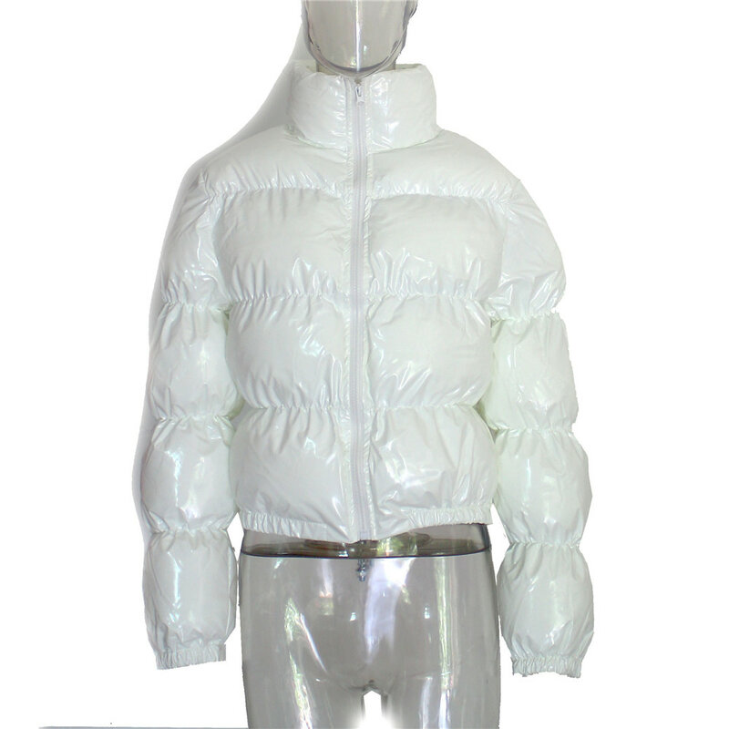 AtxyxtA-핑크 퍼퍼 자켓 크롭 파카 버블 코트, 겨울 의류 여성 2021 다운 코트