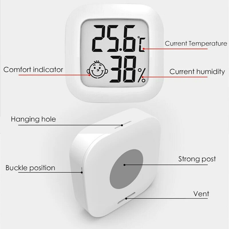 Termometer Dalam Ruangan Mini Digital LCD Sensor Suhu Kelembaban Meter Termometer Kamar Higrometer Pengukur Stasiun Cuaca