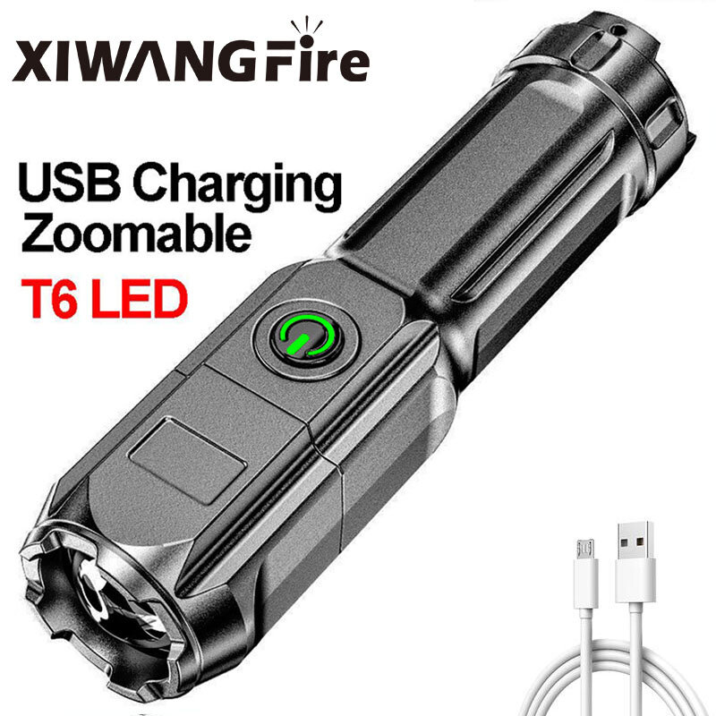 Lanterna portátil ultra-brilhante led abs, bateria recarregável, multi-função doméstica, foco de luz forte