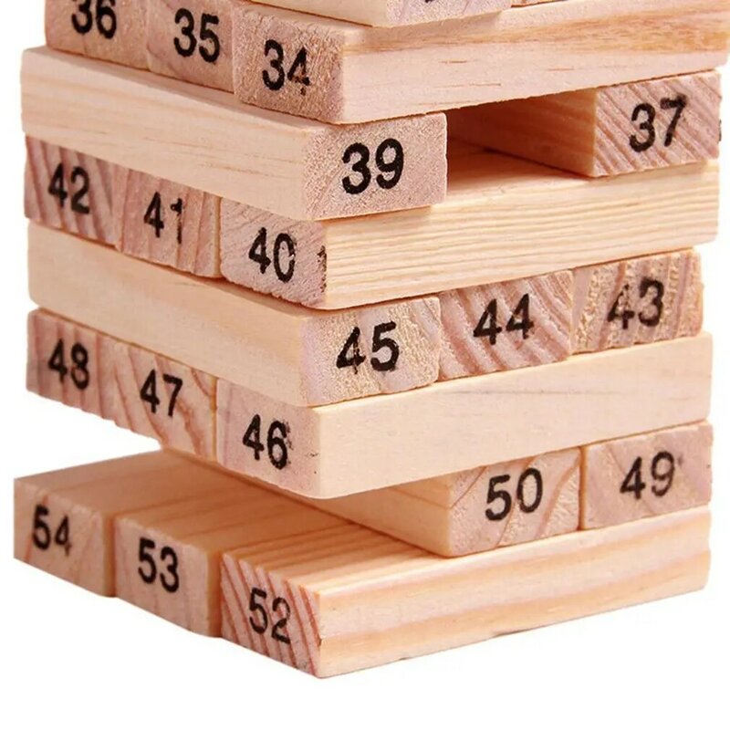 54 piezas de madera de construcción de niños digitales de 