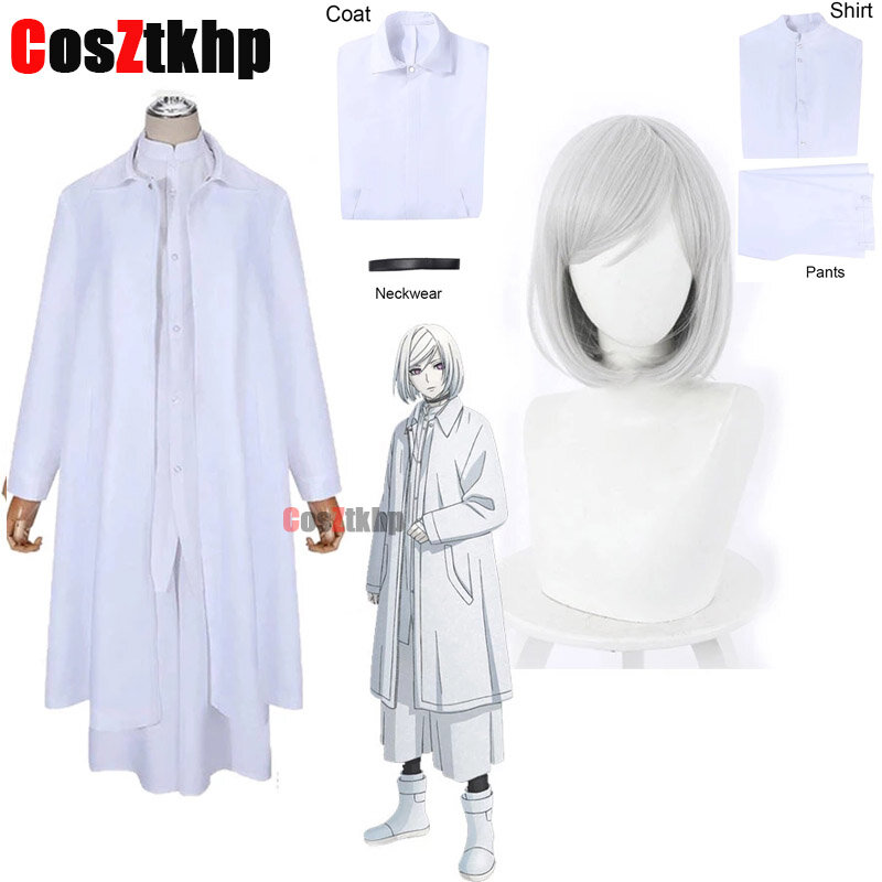 Костюм для косплея аниме Akudama Drive Cutthroat Satsujinki, Белый наряд для взрослых женщин и мужчин, Тренч, брюки, рубашка, костюмы на Хэллоуин