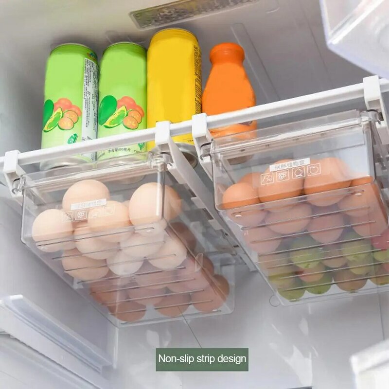 Lodówka jedzenie świeże przechowywanie schowek wielofunkcyjny do oszczędzenia miejsca na jedzenie w lodówce pojemnik szuflada na jajka Organizer 40a