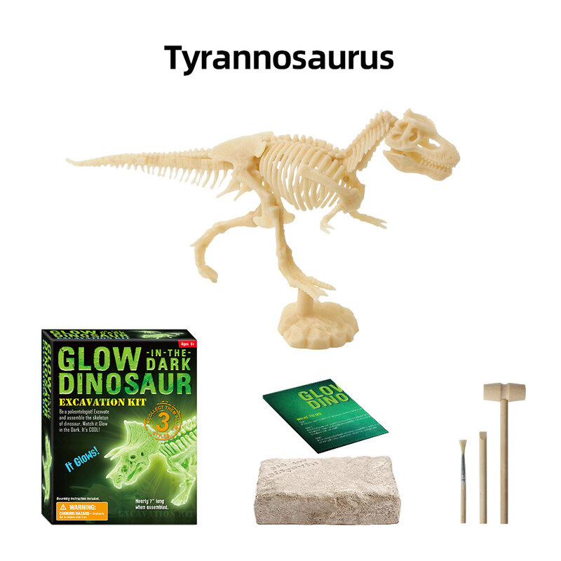 Dinosaure Fluorescent pour enfants, Kit d'excavation Dino, jouets lumineux dans la nuit pour la maternelle
