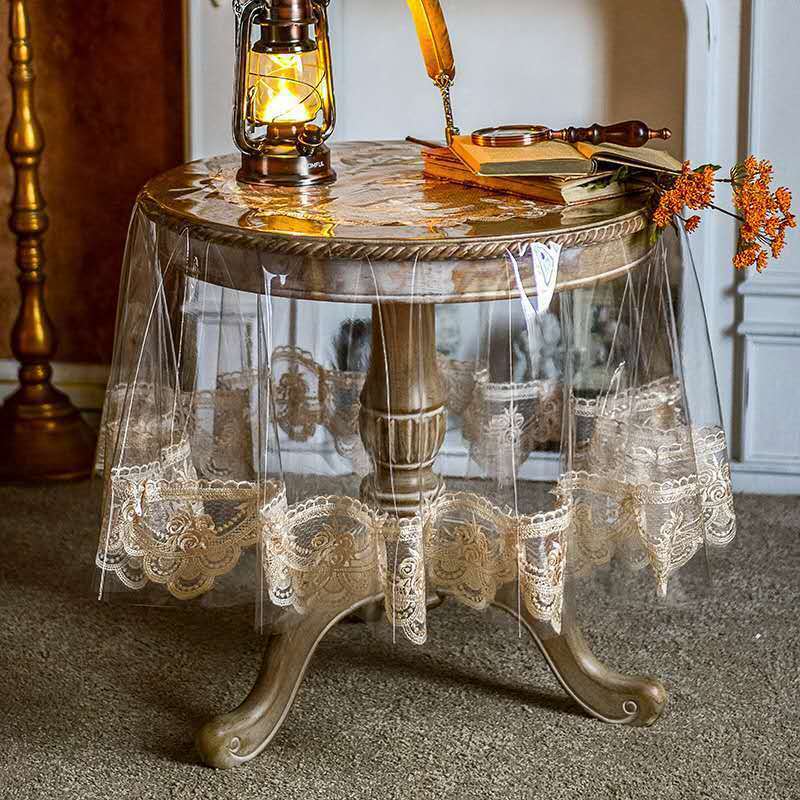 Toalha de mesa em pvc transparente europeia, luxuosa à prova d'água e à prova de óleo, redonda, para decoração de festa, casamento, hotel, restaurante