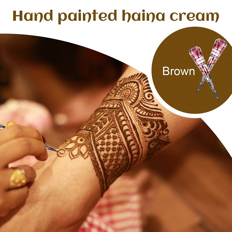 Pasta de tatuaje de Henna, conos indios para tatuaje temporal, cono de crema artística para pintura corporal, negro, marrón, rojo y blanco, novedad