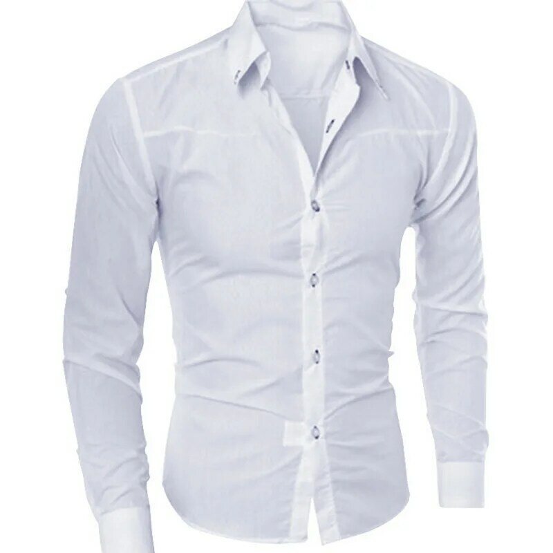Рубашка Oeak мужская с длинным рукавом, модная блуза в клетку, однотонная на пуговицах, облегающая деловая Повседневная Мягкая дышащая, 2019