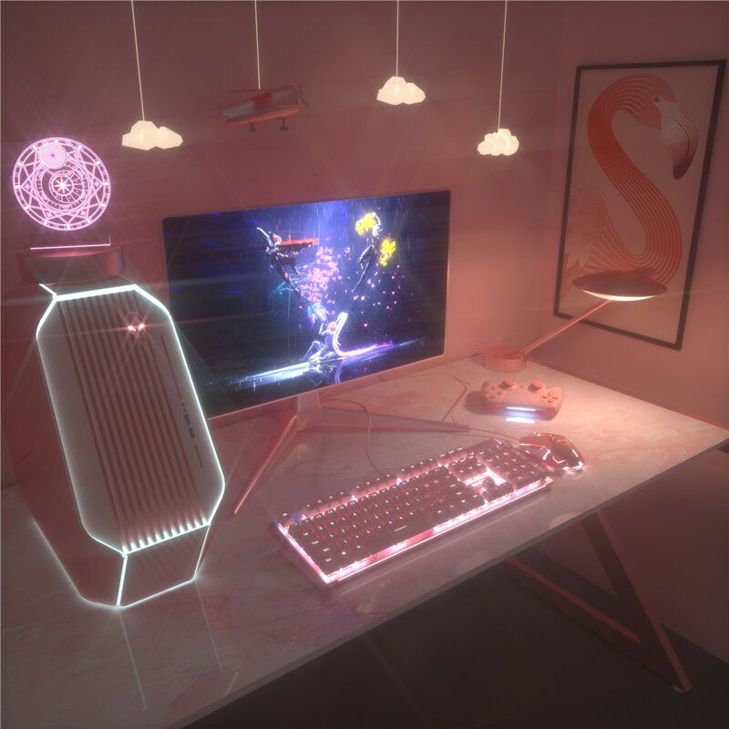 Nowa girly pink gaming mechaniczna przewodowa klawiatura 104-key interfejs USB białe podświetlenie jest odpowiednie dla graczy PC laptopy